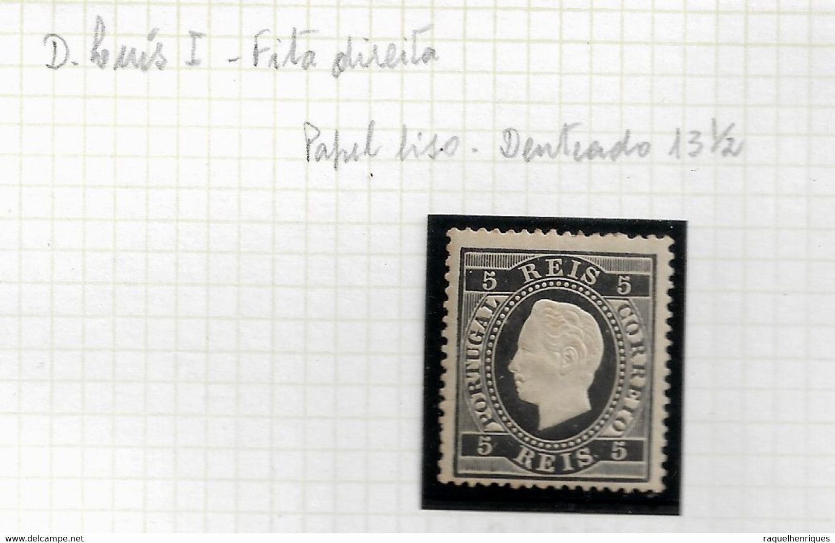 PORTUGAL STAMP - 1870/76 D. LUIS I - 5 R Md#36 P.LISO Perf:13½ MH (LPT1#75) - Neufs