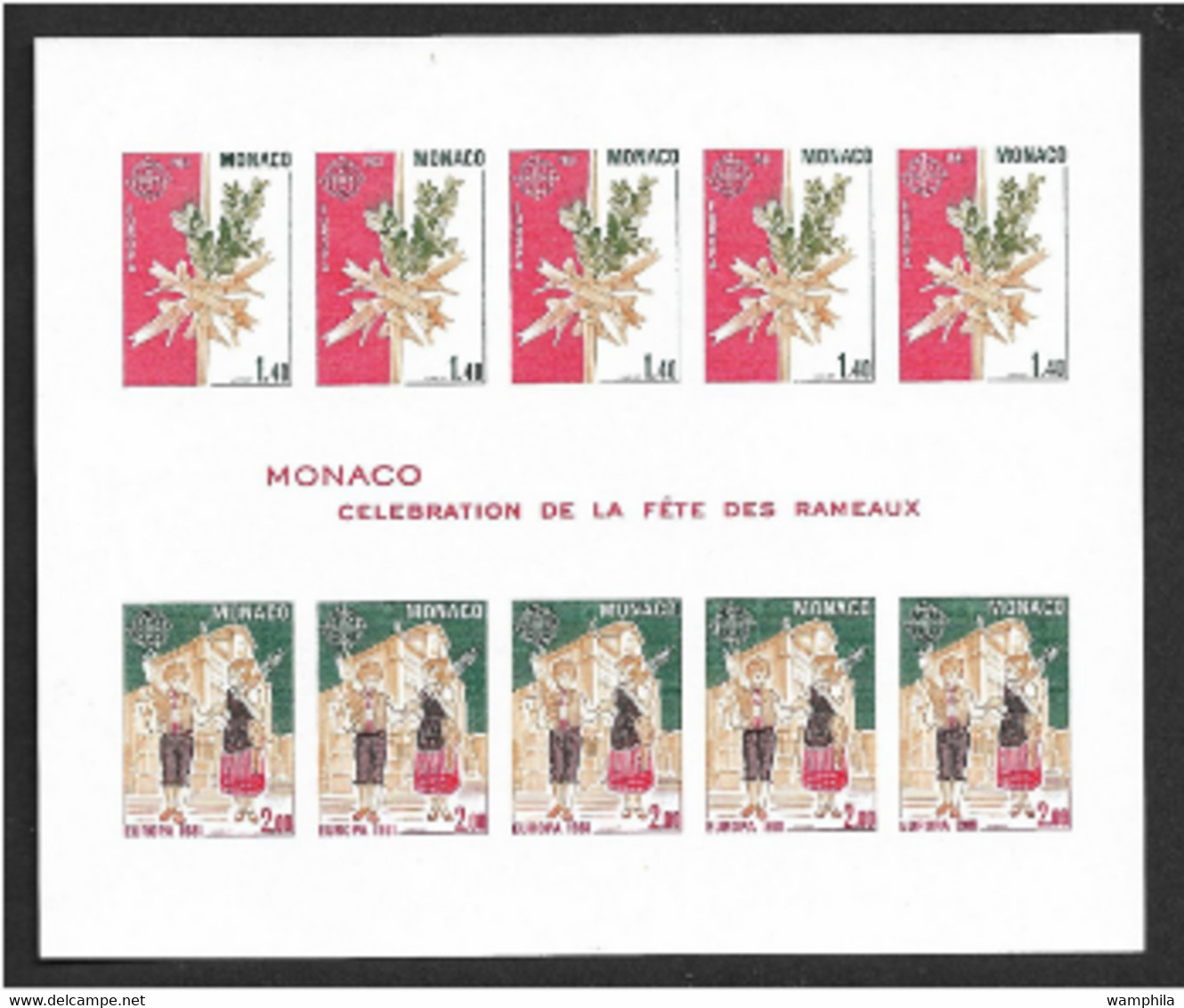 Monaco Bloc N°19a** Non Dentelé. Europa 1981 Cote 350€. - Errors And Oddities