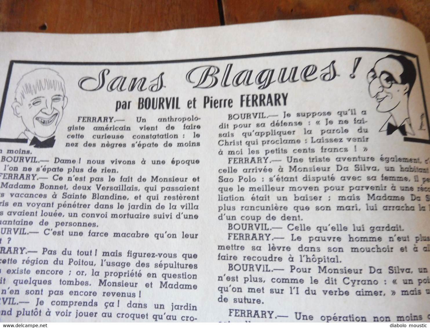 1968  BLAGUES  (Bourvil, Ferrary)...Coquilles, Erreurs Typographiques Relevées Des Journaux; Histoire Des Lecteurs; Etc - Humor