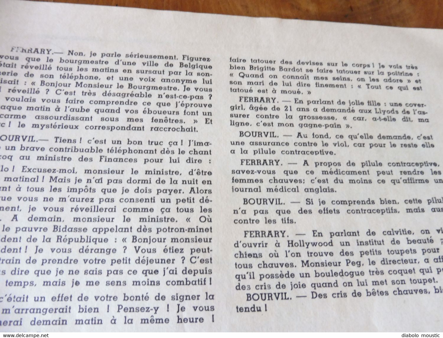 1968  BLAGUES  (Bourvil, Ferrary)...Coquilles, Erreurs Typographiques Relevées Des Journaux; Histoire Des Lecteurs; Etc - Humor