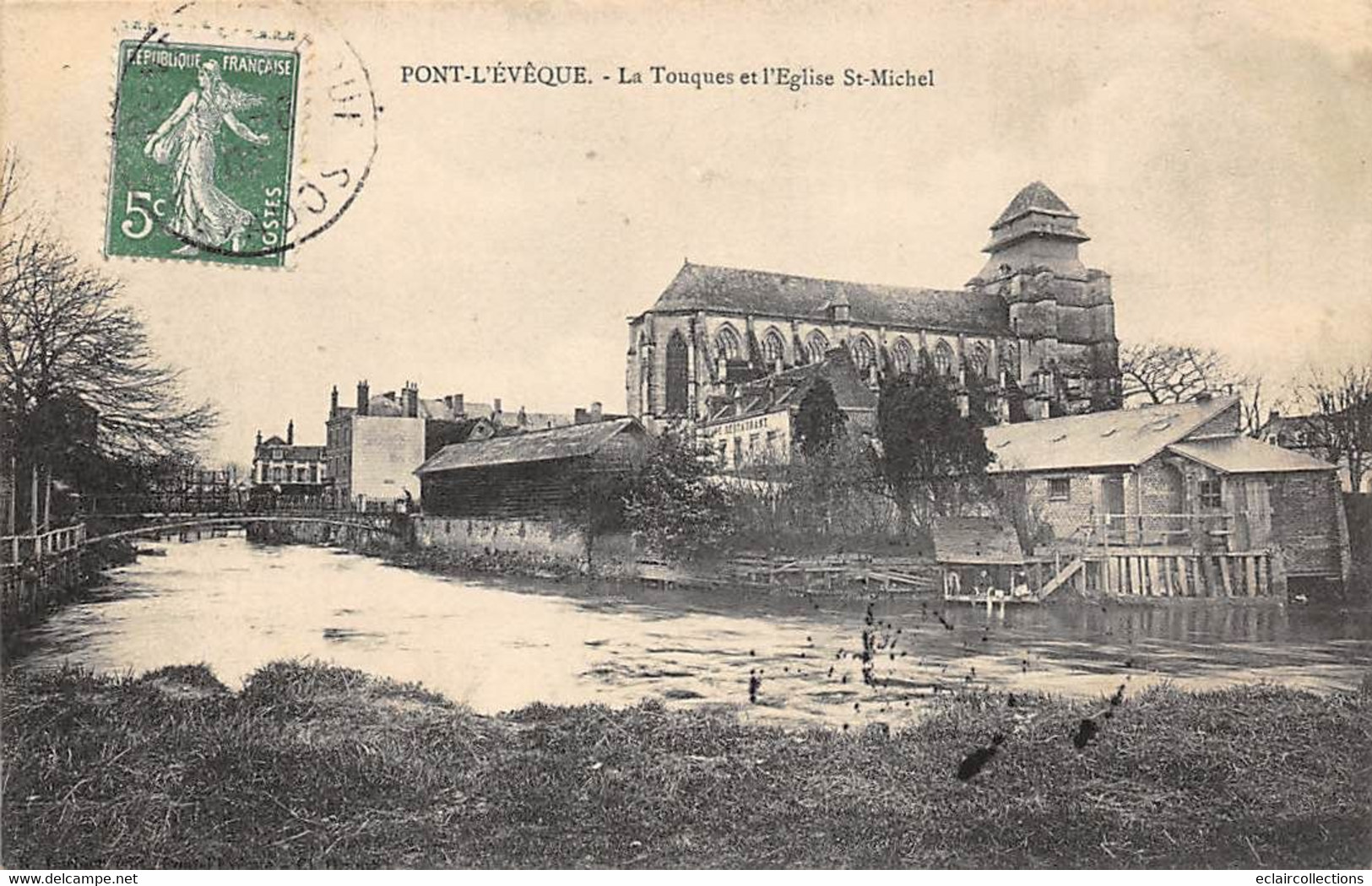 Pont-l'Evêque         14         La Touques . Lavoir Et église St Michel      (voir Scan) - Pont-l'Evèque