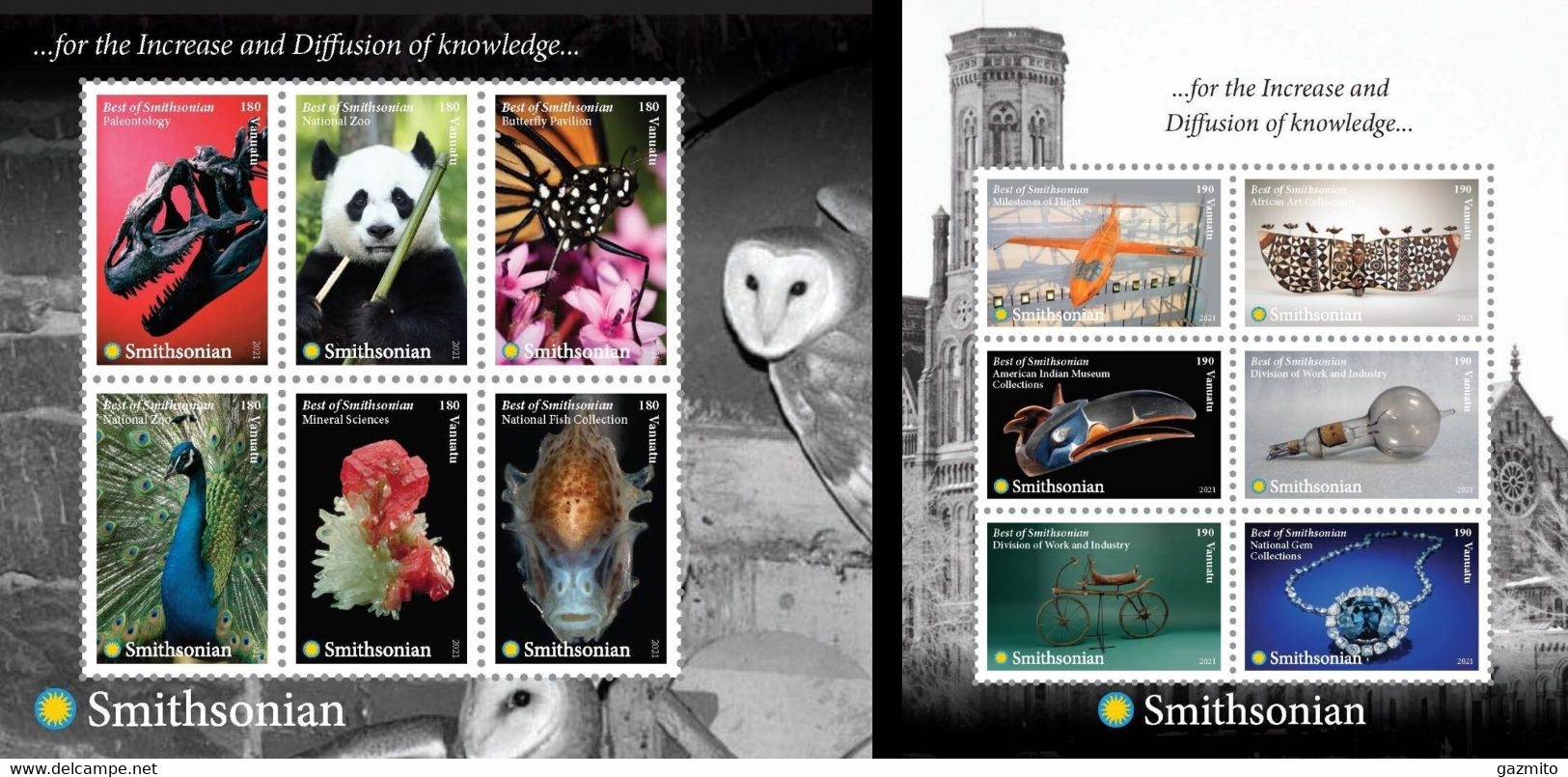 Vanuatu 2021, Smithsonian Museum, Fossil, Panda, Butterfly, Peackot, Mineral, Fish, Owl, Joyellery, Bulb, BF - Pfauen