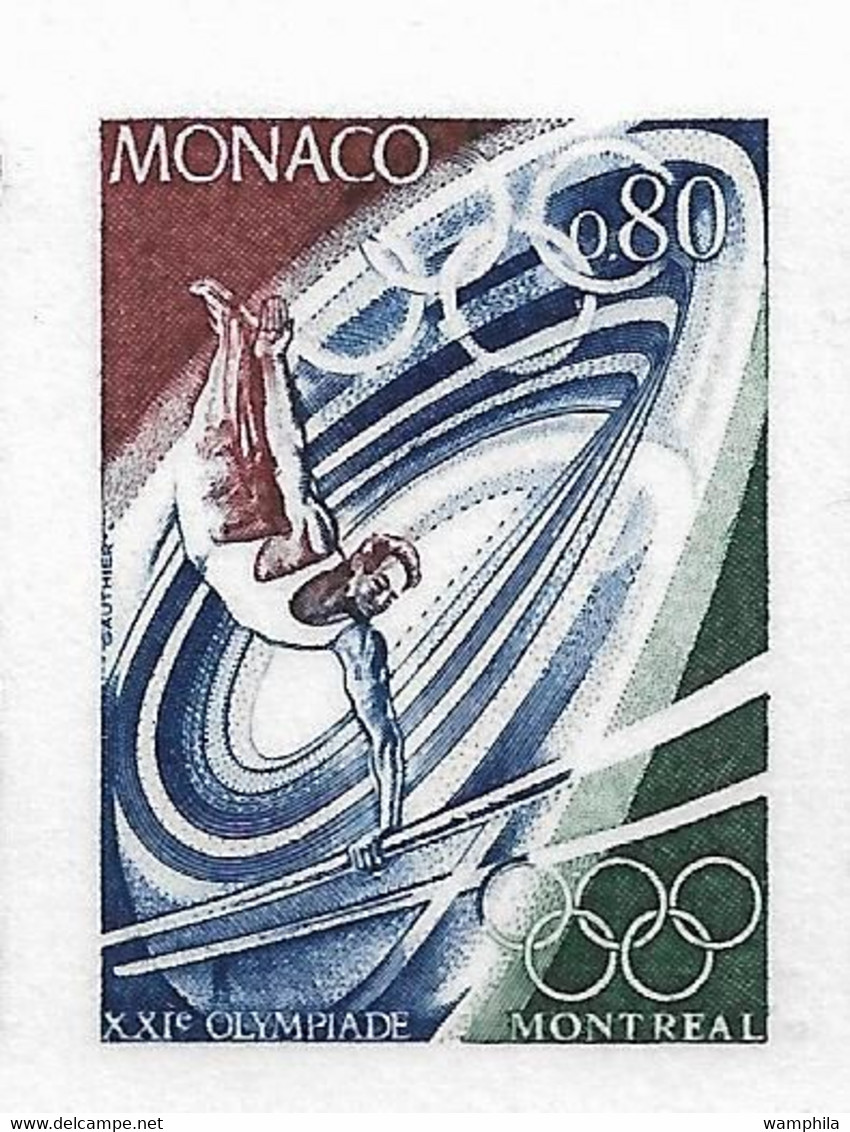 Monaco Bloc N°11a** Non Dentelé. J.O. De Montréal, Plongeons, Barres P., Lancé De Marteau, Aviron, Boxe. Cote 580€ - Duiken