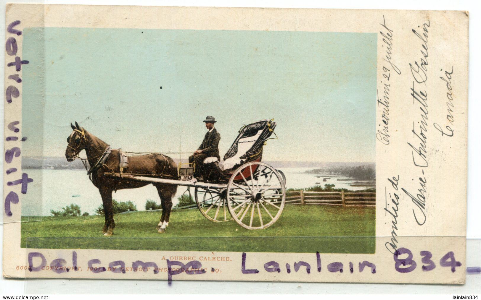 - A Quebec Caléche- Montréal, écrite De Chicoutimi,1902, épaisse, Précurseur, Carte De 120 Ans, Scans. - Other & Unclassified