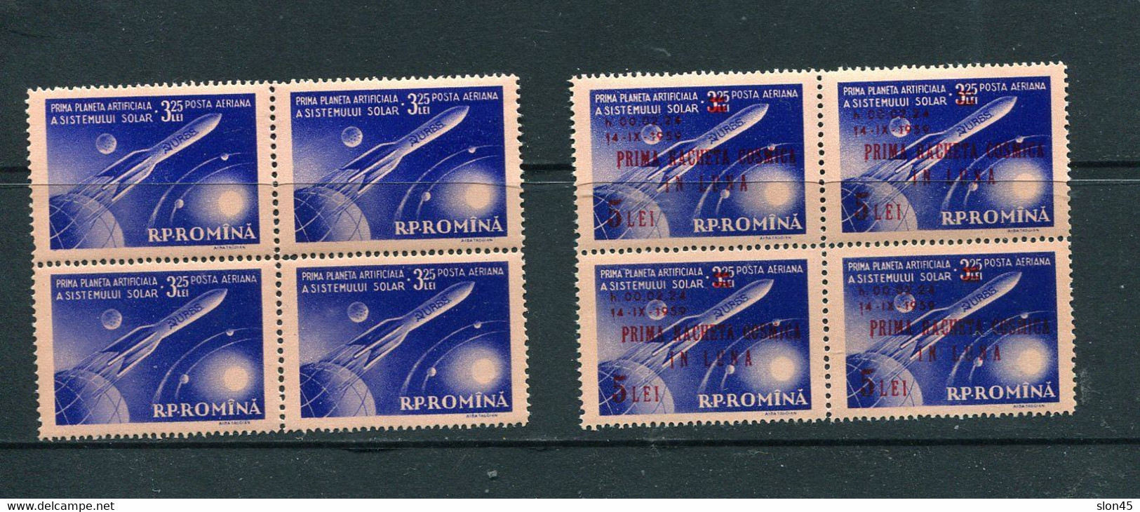 Romania 1959 Sc C58/C70 Overprint Blocks Of 4 MNH CV $114 13540 - Neufs