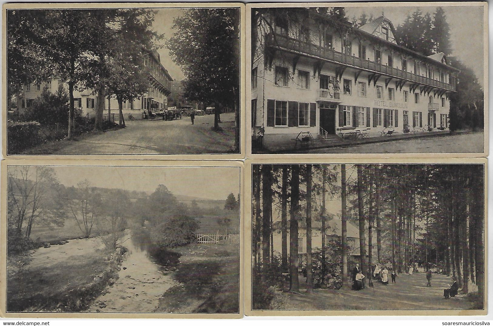 Belgium 1930s 4 Postcard Photo Advertising Hotel Dumoulin In Ligneuville District Malmedy City Unused - Malmedy