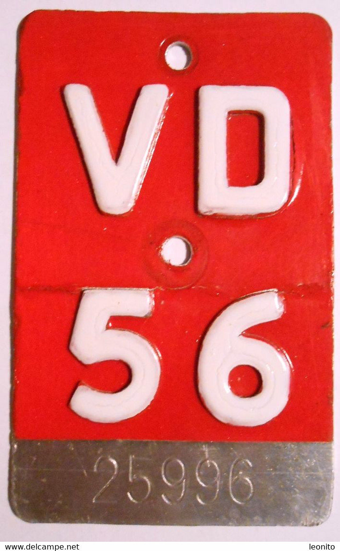 Velonummer Waadt VD 56 - Plaques D'immatriculation