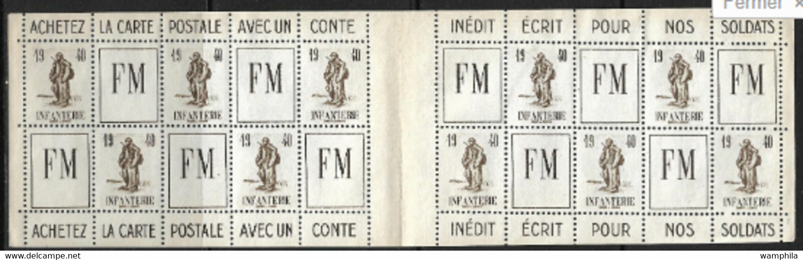 France FM N°10A(*) 10 Ex. De Carnet Sans Gomme Et Sans Couverture. - Militaria