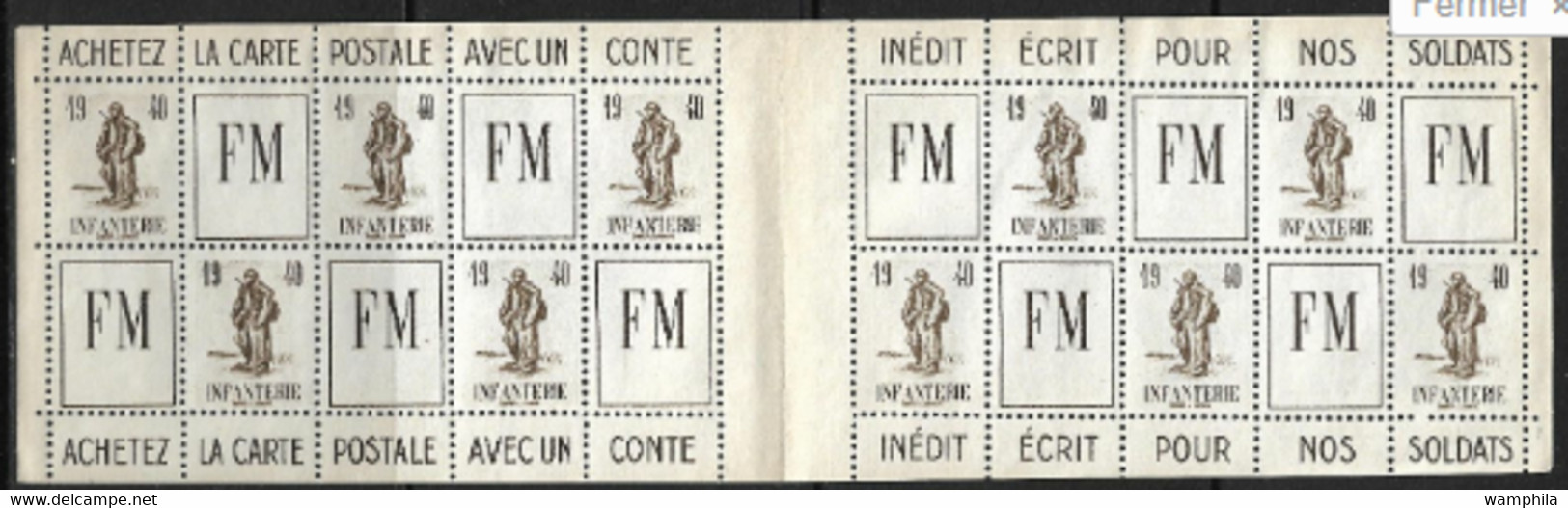 France FM N°10A(*) 10 Ex. De Carnet Sans Gomme Et Sans Couverture. - Fantasie Vignetten