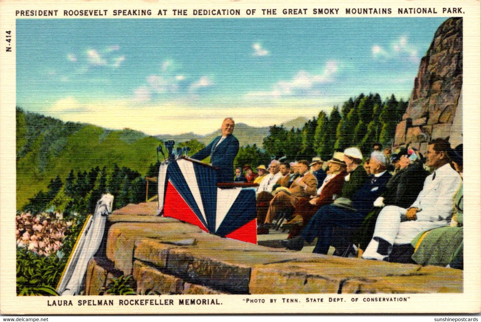 President Roosevelt Speaking At The Dedication Of The Great Smoky Mountains National Park - Présidents