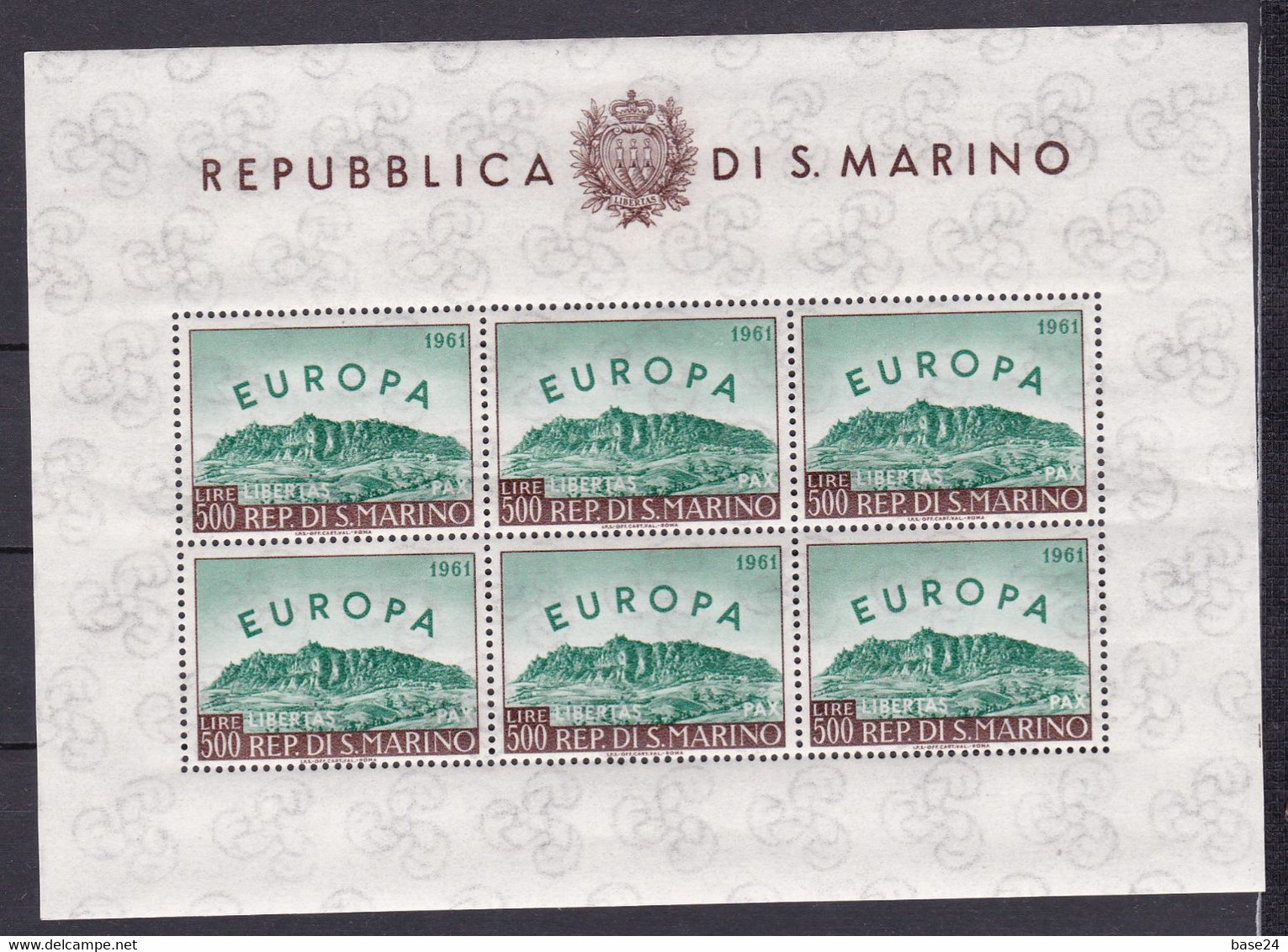 1961 San Marino Saint Marin EUROPA CEPT FOGLIETTO Di 6v. MNH** EUROPE BF Souvenir Sheet 3 - Blocchi & Foglietti