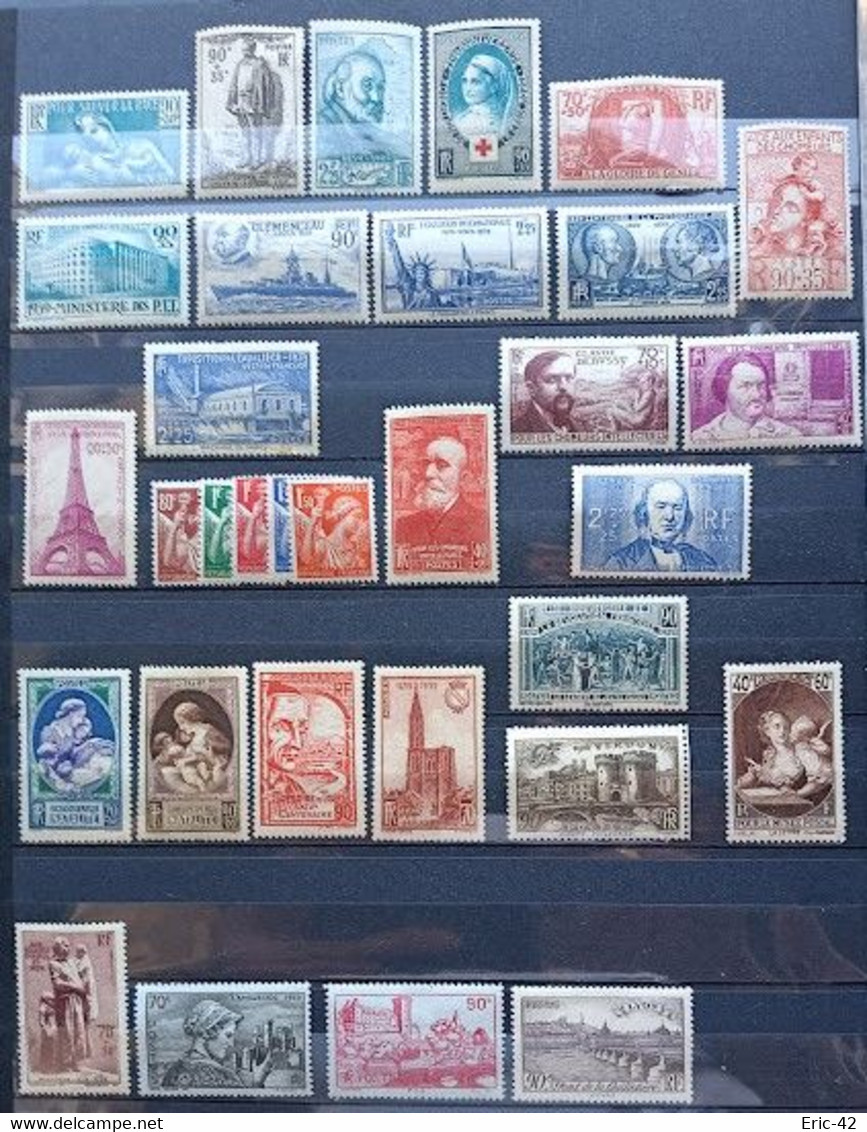 FRANCE - Année 1939 Complète Neuf* 32 Timbres (Majorité Charnières Légères Et Belle Gomme) - ....-1939