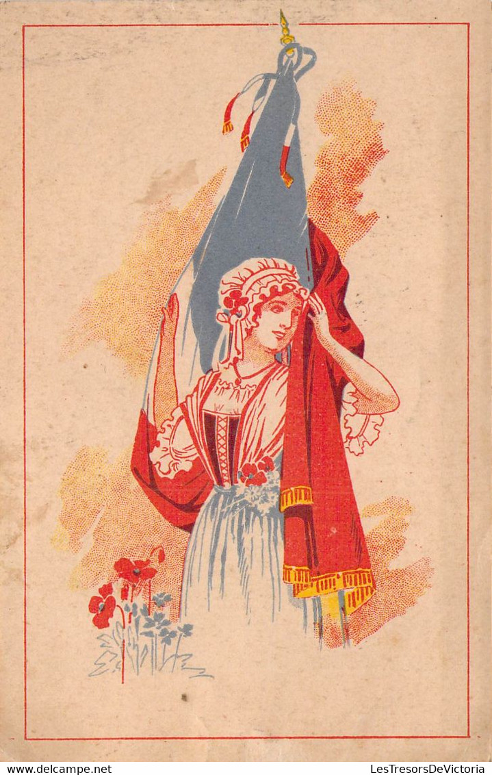 CPA - PATRIOTIQUE - Illustration De La Marianne Souriante Non Signée - Timbre Taxe - Edion E J HIEBLER - Lyon Nancy - Patriottiche