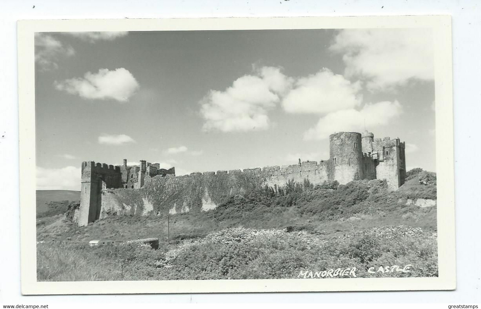 Postcard Wales Pembrokeshire Tenby Manorbier Castle Unused Rp - Pembrokeshire