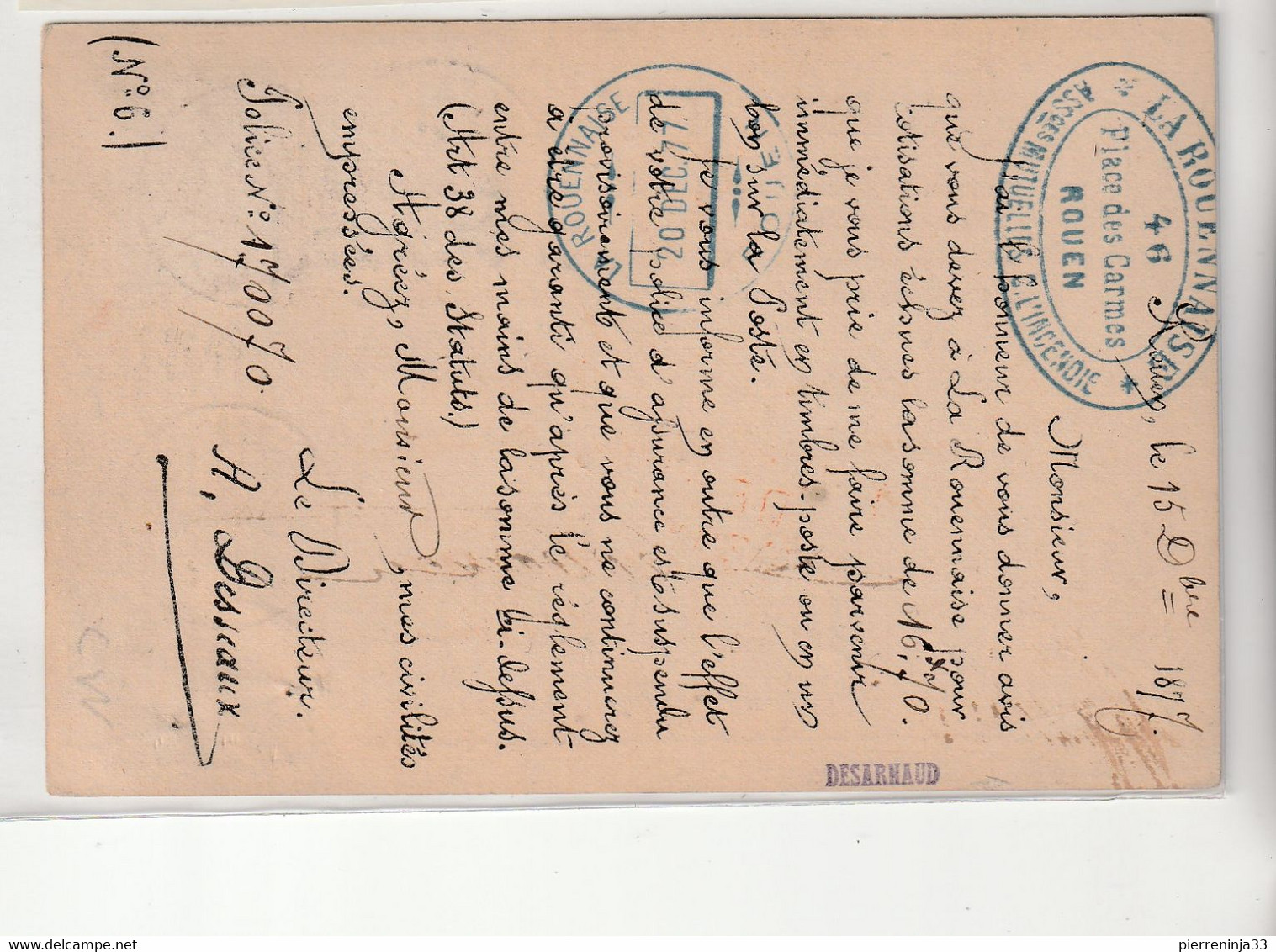Carte Précurseur Recommandée Et Retour à L'envoyeur, Avec Type Sage, 1877 - 1871-1875 Ceres