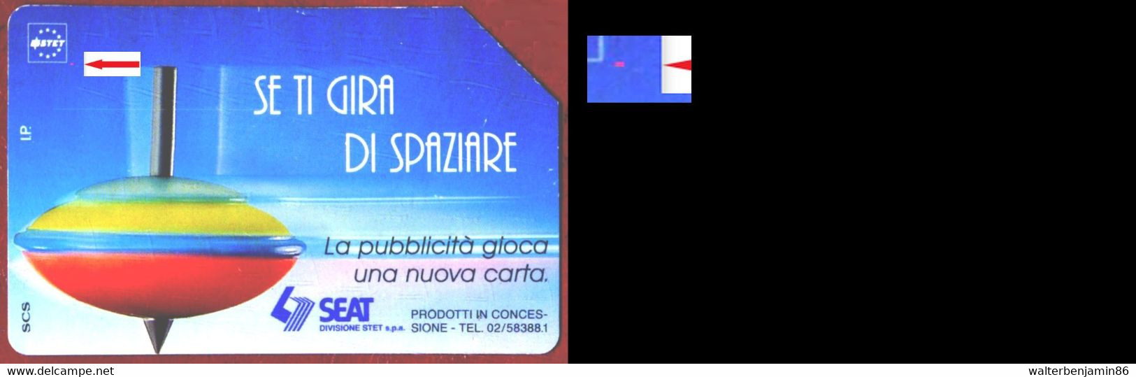 G 332 C&C 2434 SCHEDA USATA SPAZIARE VARIANTE OCR CON 1 + PUNTO ROSSO 2^A QUALITÀ - Errori & Varietà