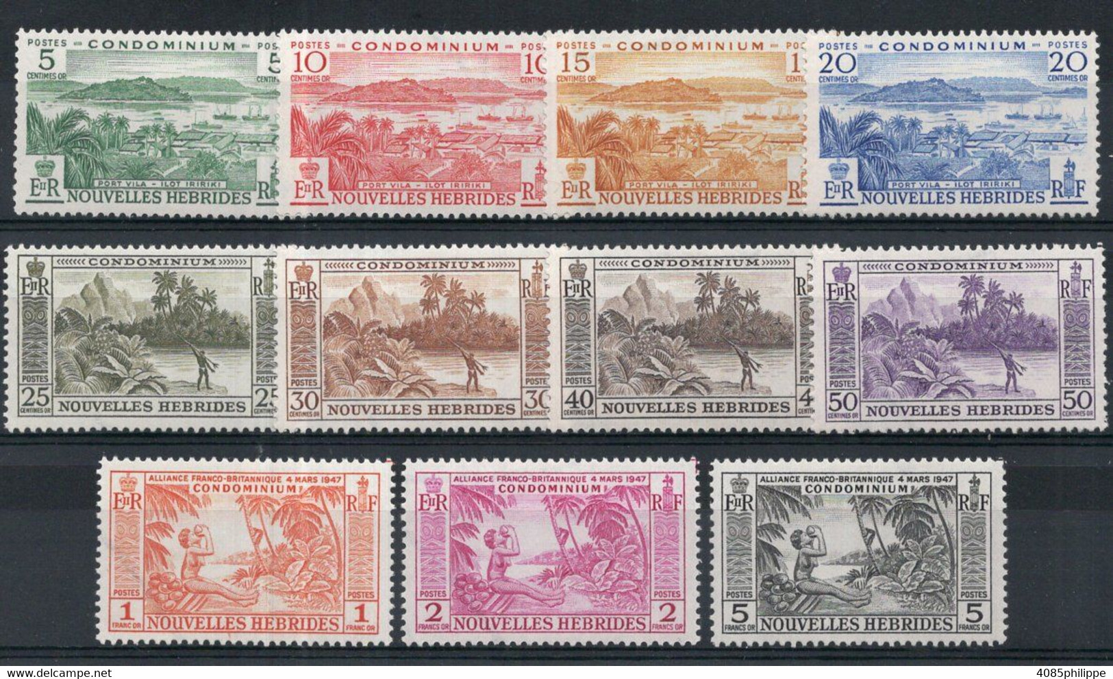 Nouvelles HEBRIDES Timbres Poste N°175* à 185* Neufs Charnière TB Cote 57.50€ - Unused Stamps