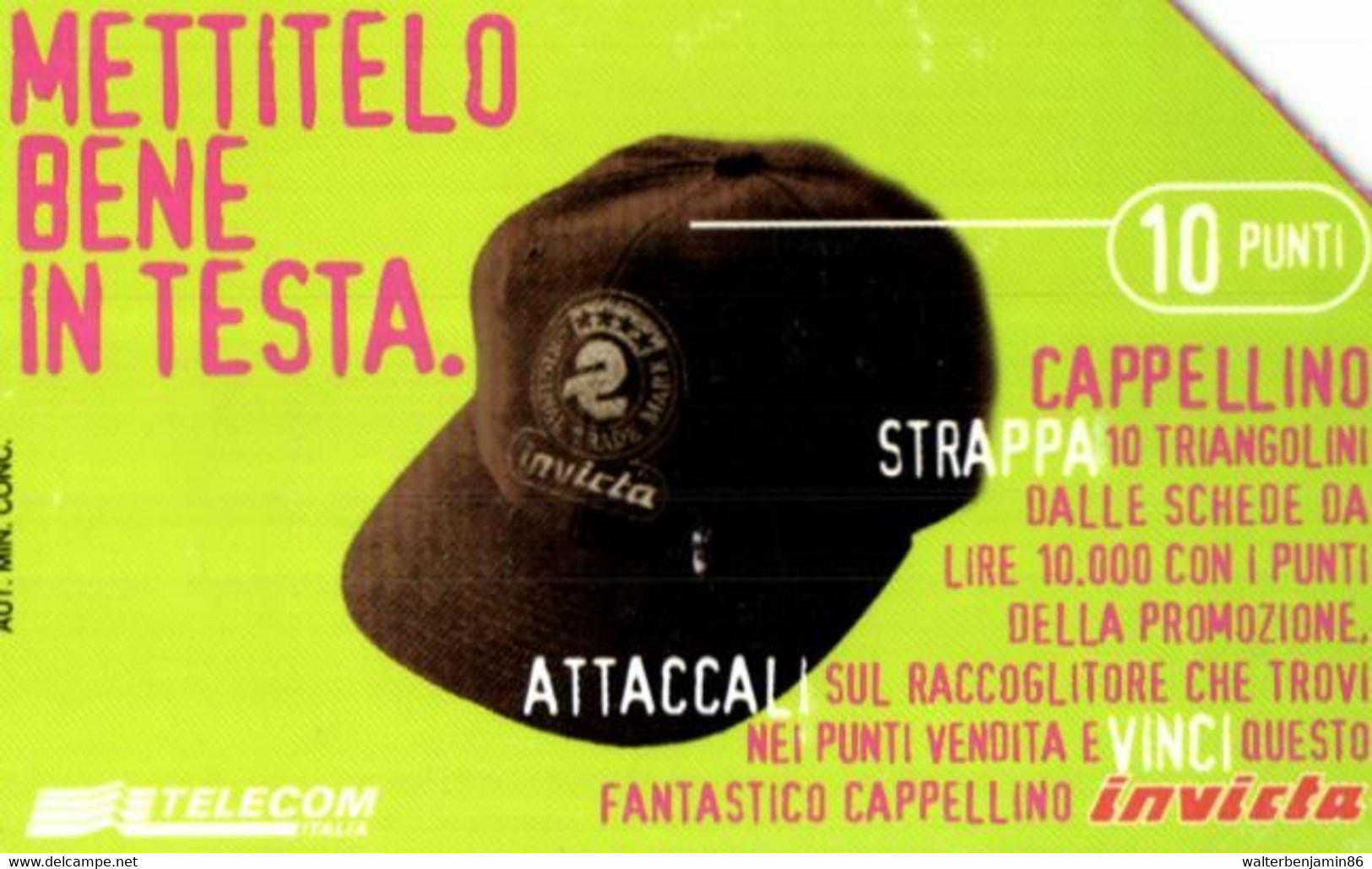 G 877 C&C 2921 SCHEDA TELEFONICA USATA LA 10 CAPPELLINO NUMERICA DISCRETA QUALITÀ - Erreurs & Variétés