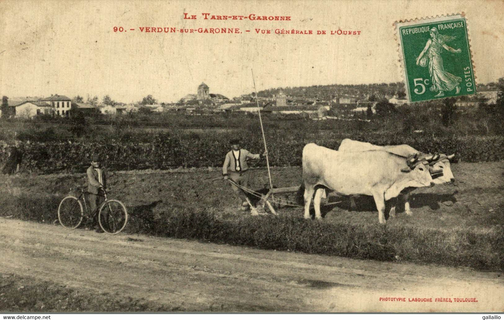 VERDUN SUR GARONNE VUE GENERALE DE L'OUEST ATTELAGE - Verdun Sur Garonne