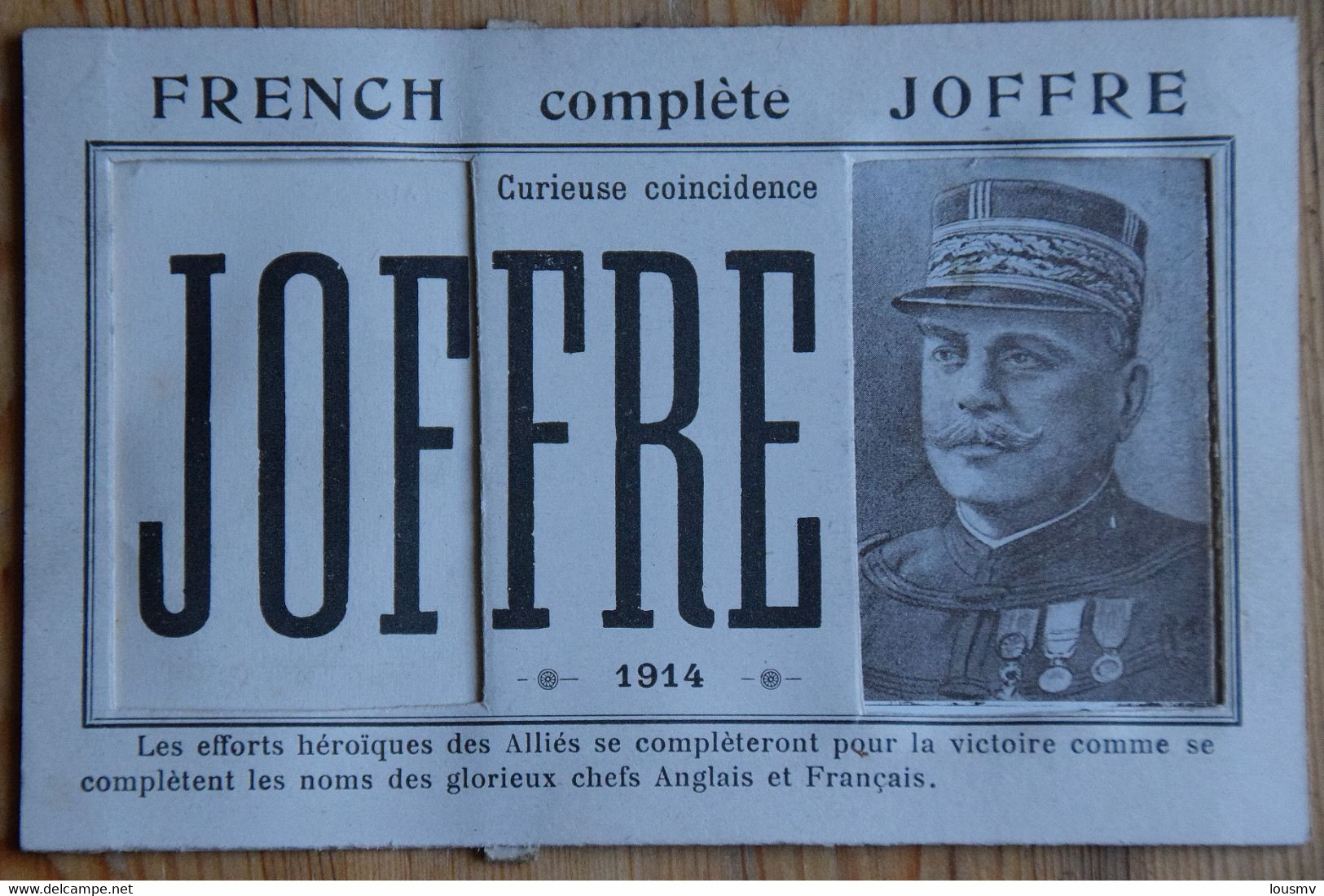 French Complète Joffre - Carte à Système - Glissière - Généraux De La 1ère Guerre Mondiale - 1914 - Militaria -(n°23682) - Personajes