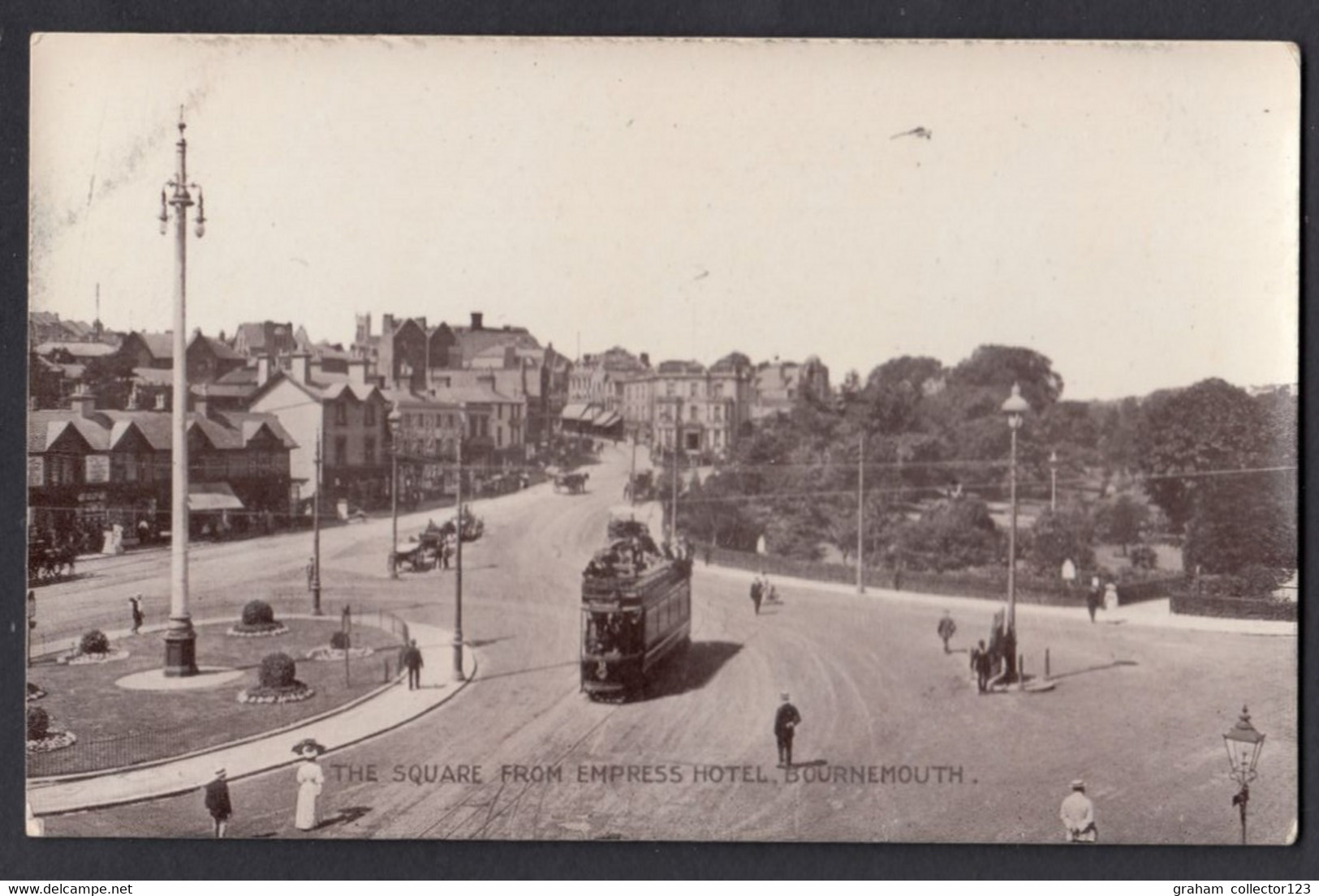 Vintage Postcard The Square From Empress Hotel Bournemouth Tram Street Scene - Bournemouth (hasta 1972)