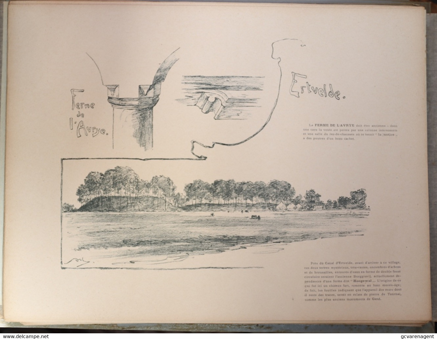 ERTVELDE   - LITHOGRAPHIE DE ARMAND HEINS - 37 X 26 CM  - LE FERME DE L'AVRYE  ==     2 AFBEELDINGEN - Evergem