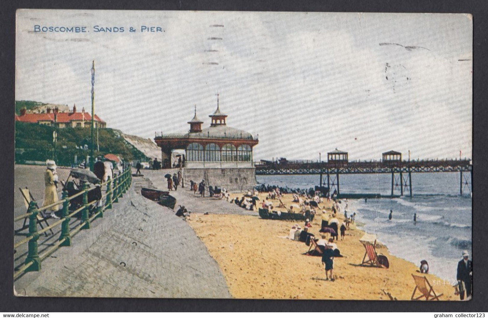 Edwardian Postcard Boscombe Sand & Pier Posted From Bournemouth Sea Seaside View 1926 - Bournemouth (hasta 1972)