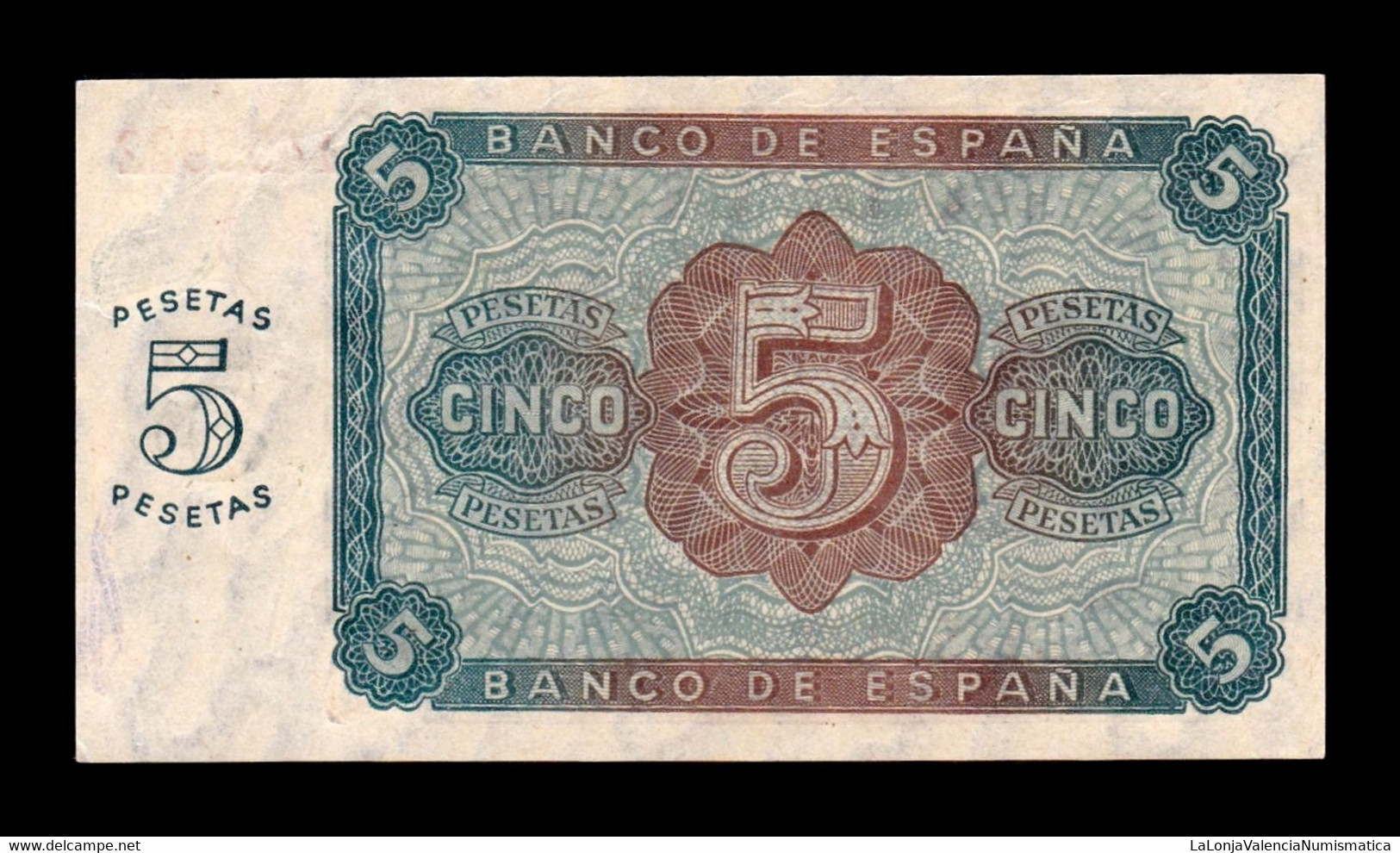 España Spain 5 Pesetas Burgos 1938 Pick 110 Serie L SC UNC - 5 Pesetas