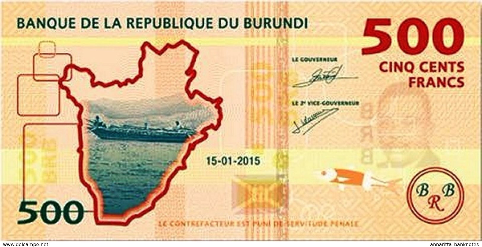 Burundi (BRB) 500 Francs 2018 (2019) UNC Cat No. P-50b / BI236b - Burundi