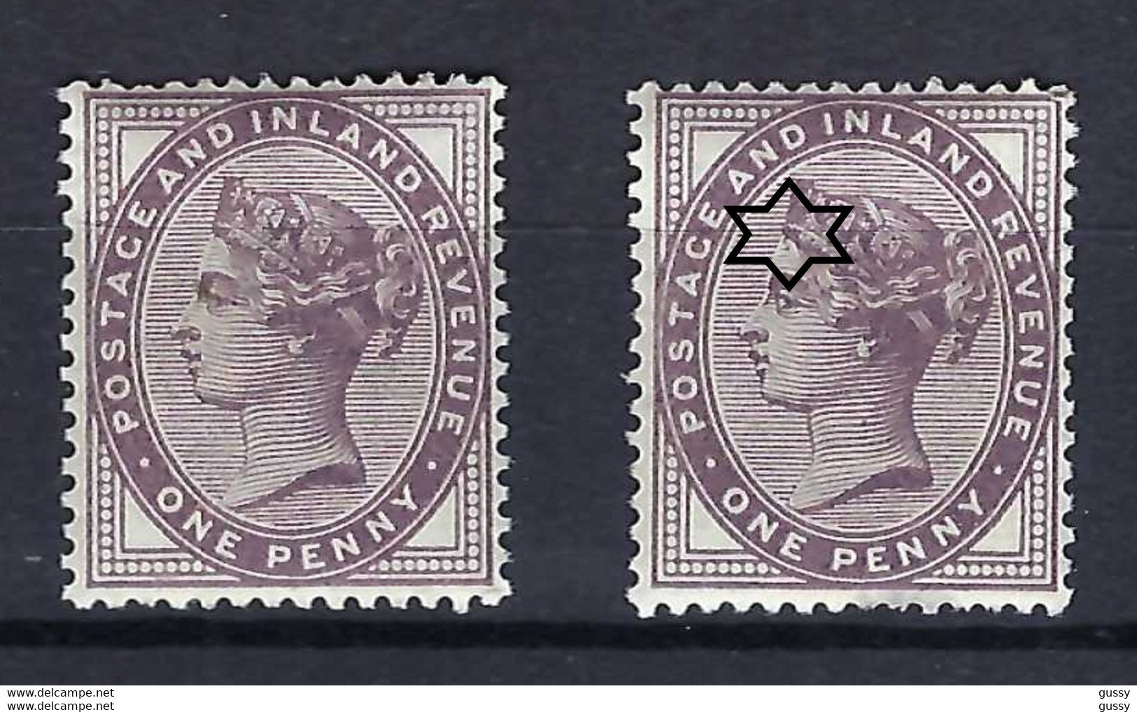 GRANDE BRETAGNE 1881: 2x Le Y&T 73 Neufs**, Variété "mèche Descendant Sur Le Front" Pour Le TP De Droite" - Unused Stamps