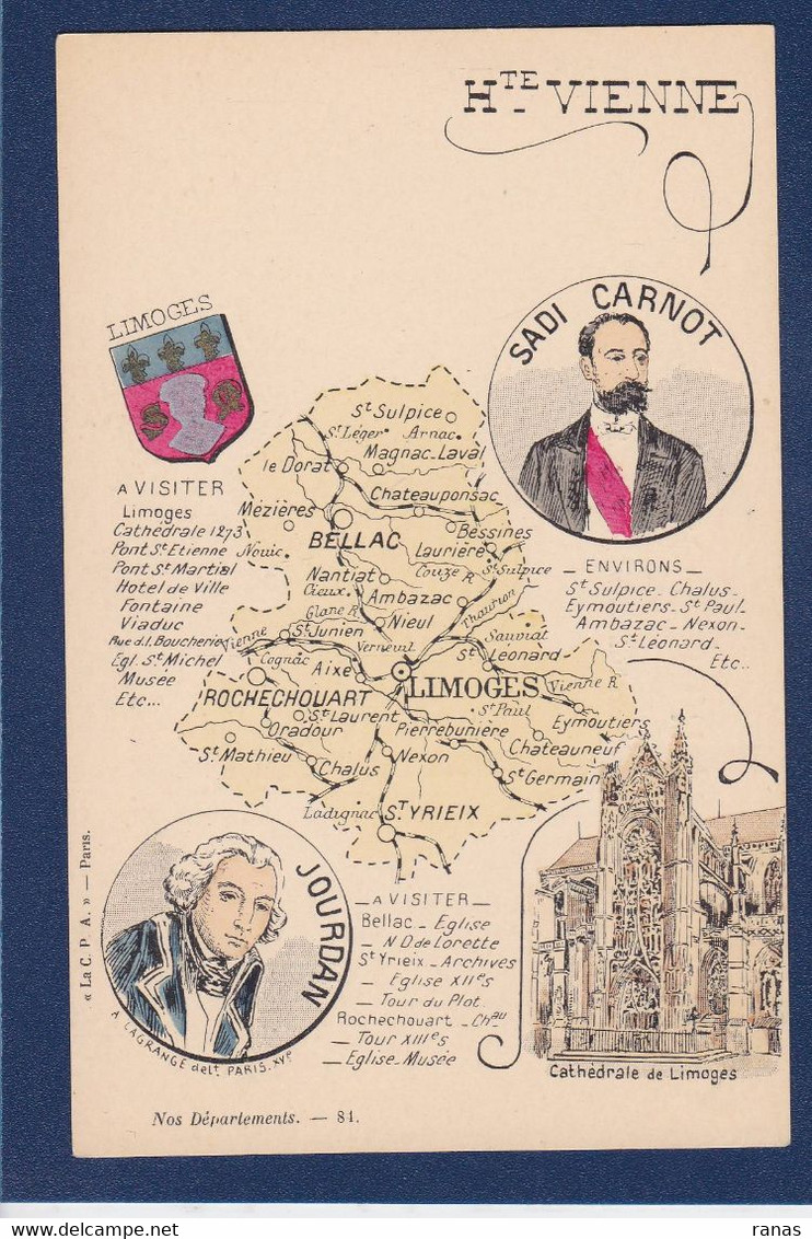 CPA Géographie Cartes Géographiques Non Circulé Dos Non Séparé Haute Vienne Jourdan Carnot Limoges - Landkaarten