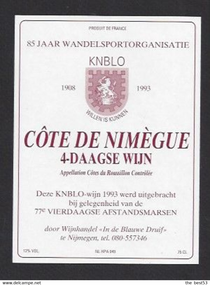 Etiquette De Vin Côtes De Nimègue  -  4 Jours De Marche De Nimègue (Pays Bas) - Other & Unclassified