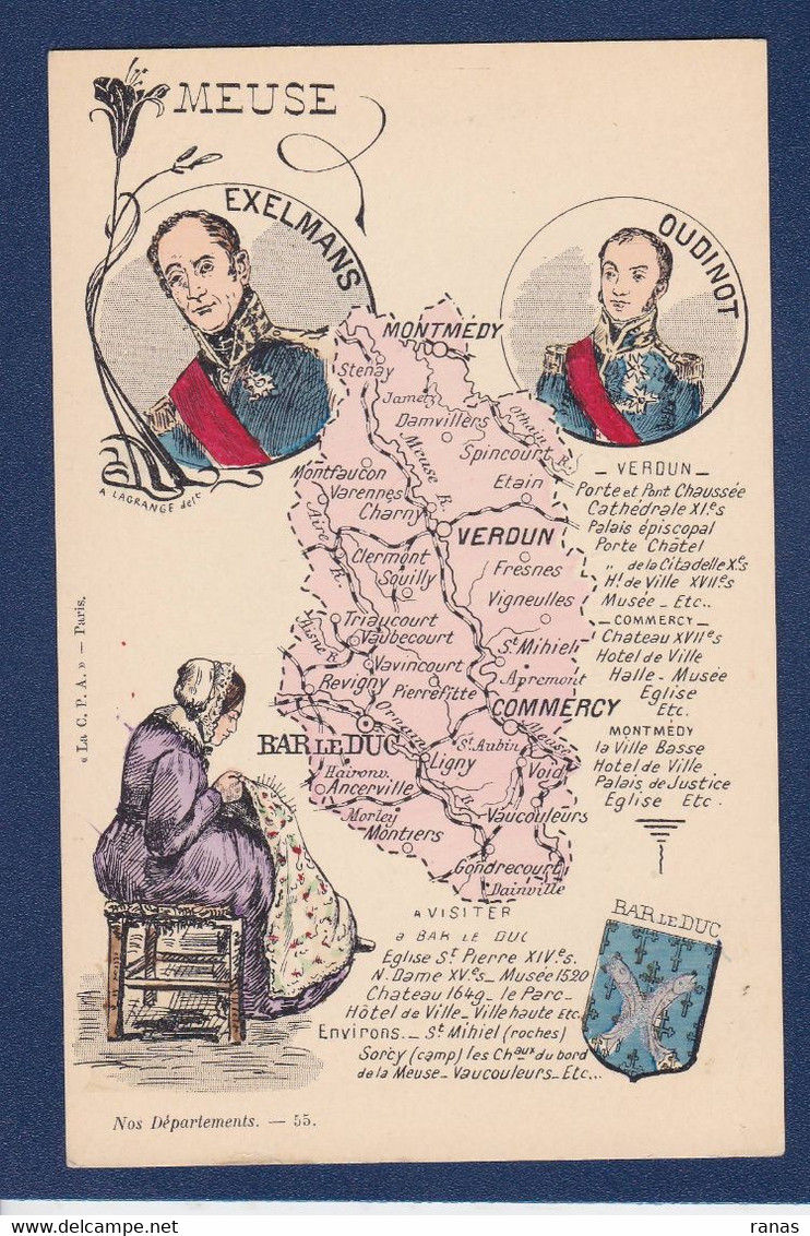 CPA Géographie Cartes Géographiques Non Circulé Dos Non Séparé Meuse Exelmans Oudinot - Maps