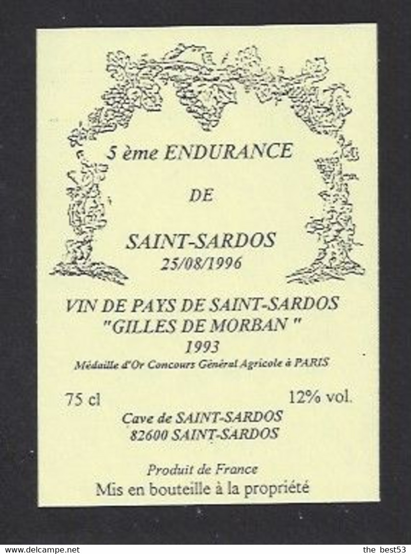 Etiquette De Vin De Pays De Saint Sardos  -  5 éme Endurance 28/08/96 De Saint Sardos  -  Thème ? - Other & Unclassified