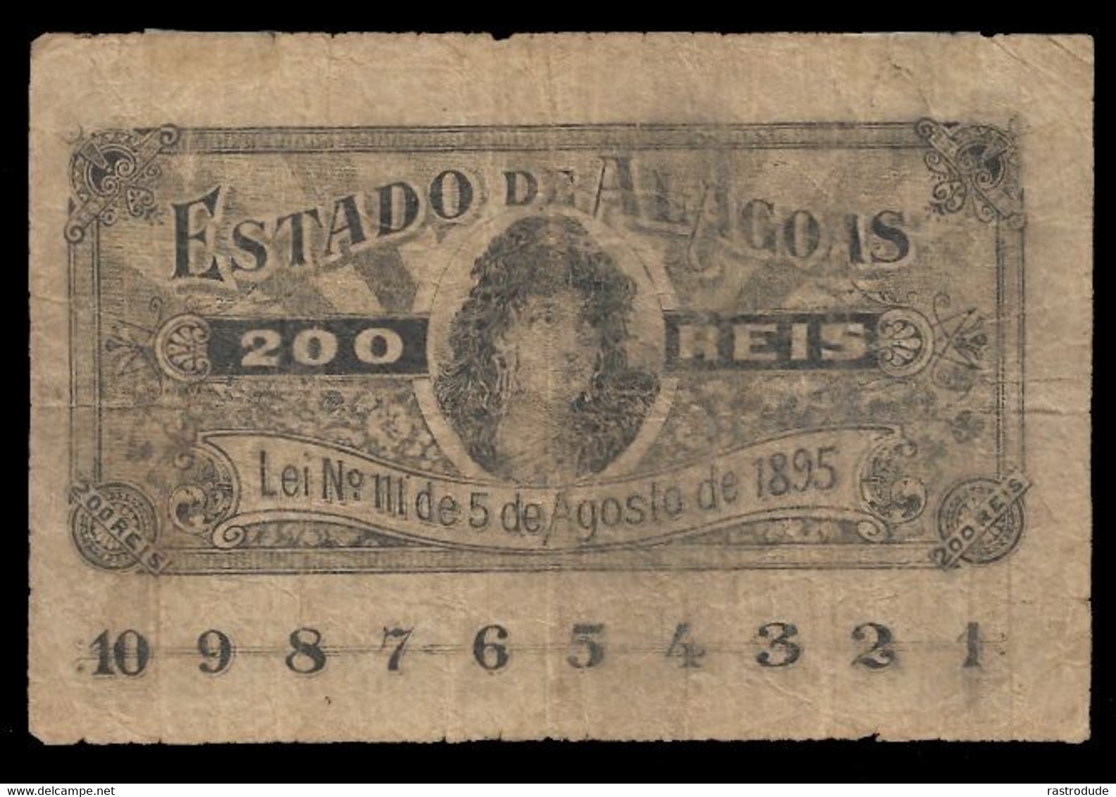 BRAZIL 1895 . ESTADO DE ALAGOAS. 200 Reis, S472. - Brazilië