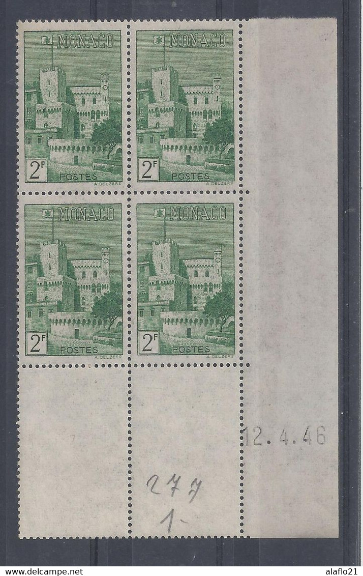 MONACO - N° 277 - Bloc De 4 COIN DATE - NEUF SANS CHARNIERE - 12/4/46 - Nuovi