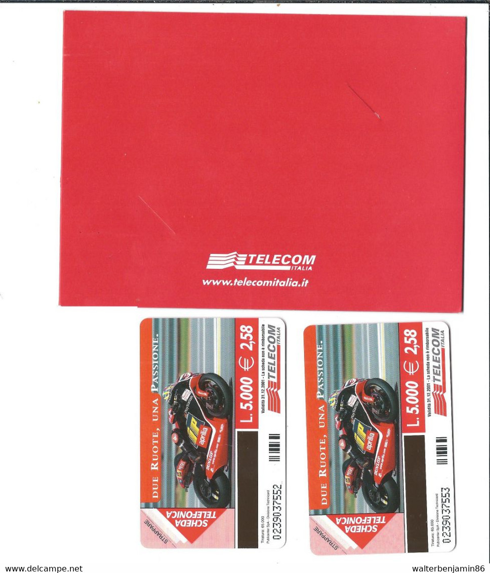 G 1109/1110 C&C 3184/3185 2 SCHEDE TELEFONICHE NUOVE MAGNETIZZATE APRILIA IN FOLDER - Otros & Sin Clasificación