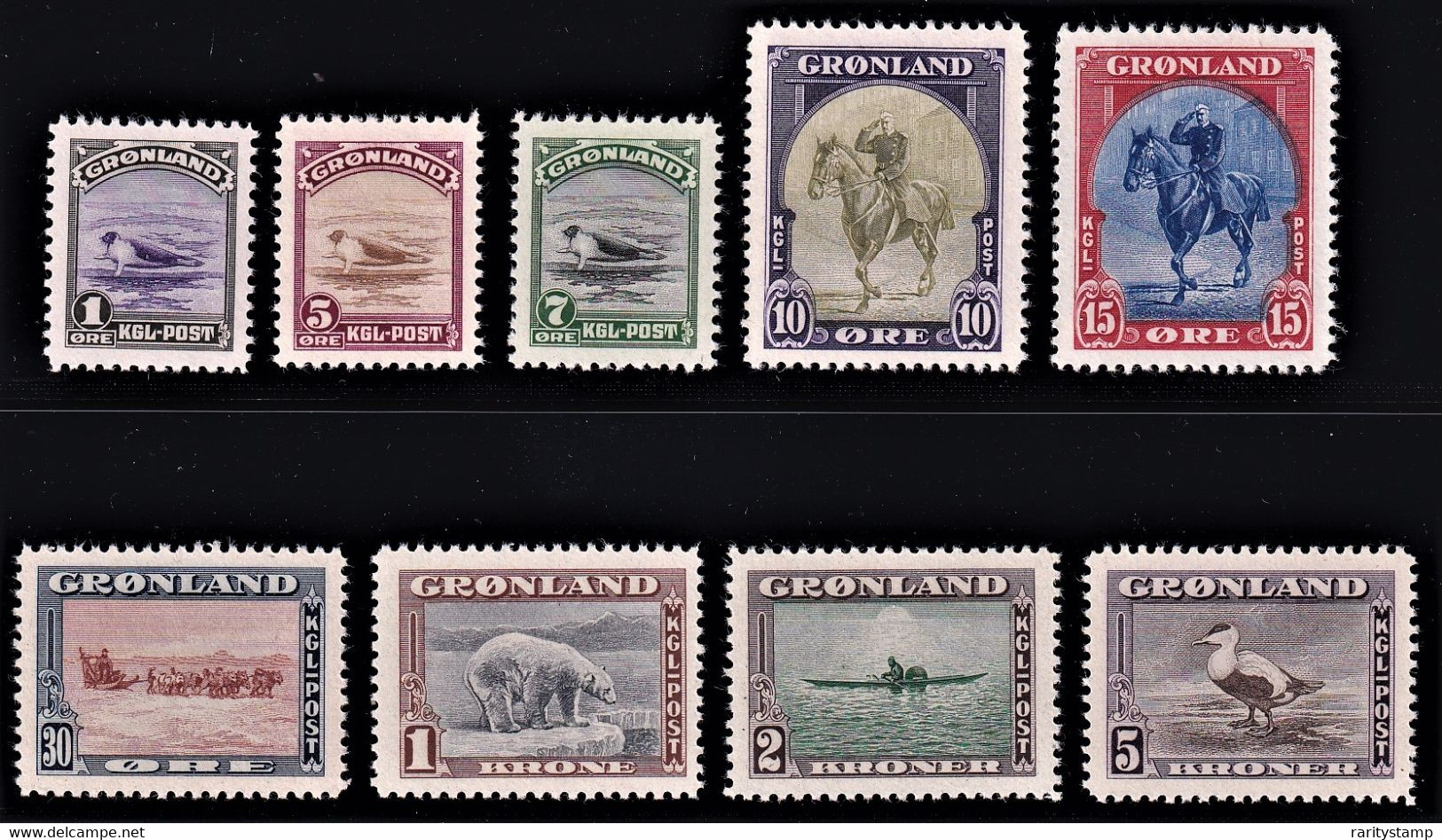 GROENLANDIA 1945 RE CRISTIANO X VEDUTE MNH UNIF. 10/18 CV € 450  SPLENDIDI E PERFETTI - Unused Stamps