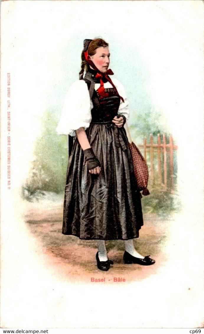 Cpa Couleur Les Costumes Suisses Costume Basel - Bâle N°11 Cpa Couleur Dos Non Divisé En TB.Etat - Bâle