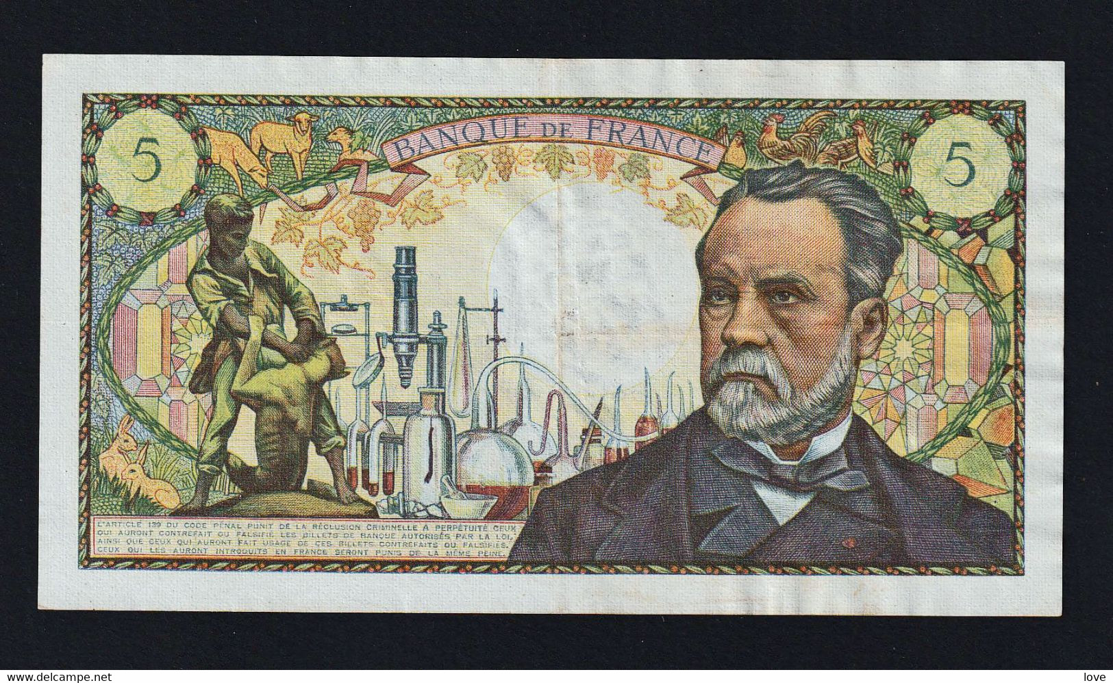 FRANCE: 5 Francs Pasteur, Type 1966, N°F. 61/04. Date :04/11/1966 - 5 F 1966-1970 ''Pasteur''
