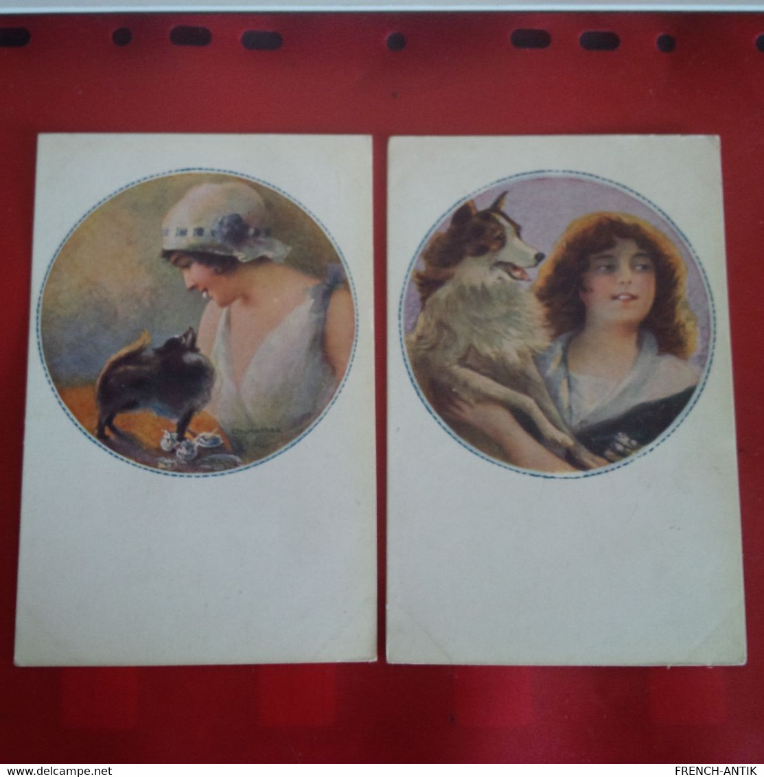 ILLUSTRATEUR MONESTIER SERIE COMPLETE 6 CARTES FEMME ET CHIEN - Monestier, C.