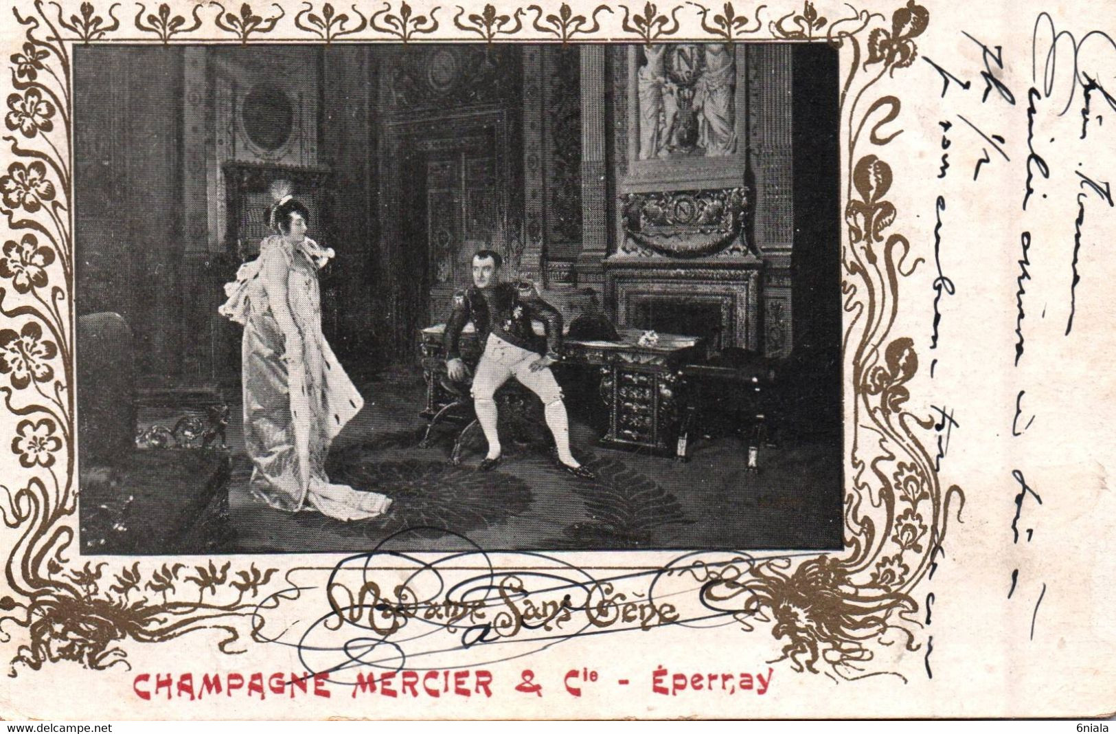 Carte Publicité Champagne MERCIER   Madame Sans Gène Napoléon  (scan Recto-verso) - Publicité