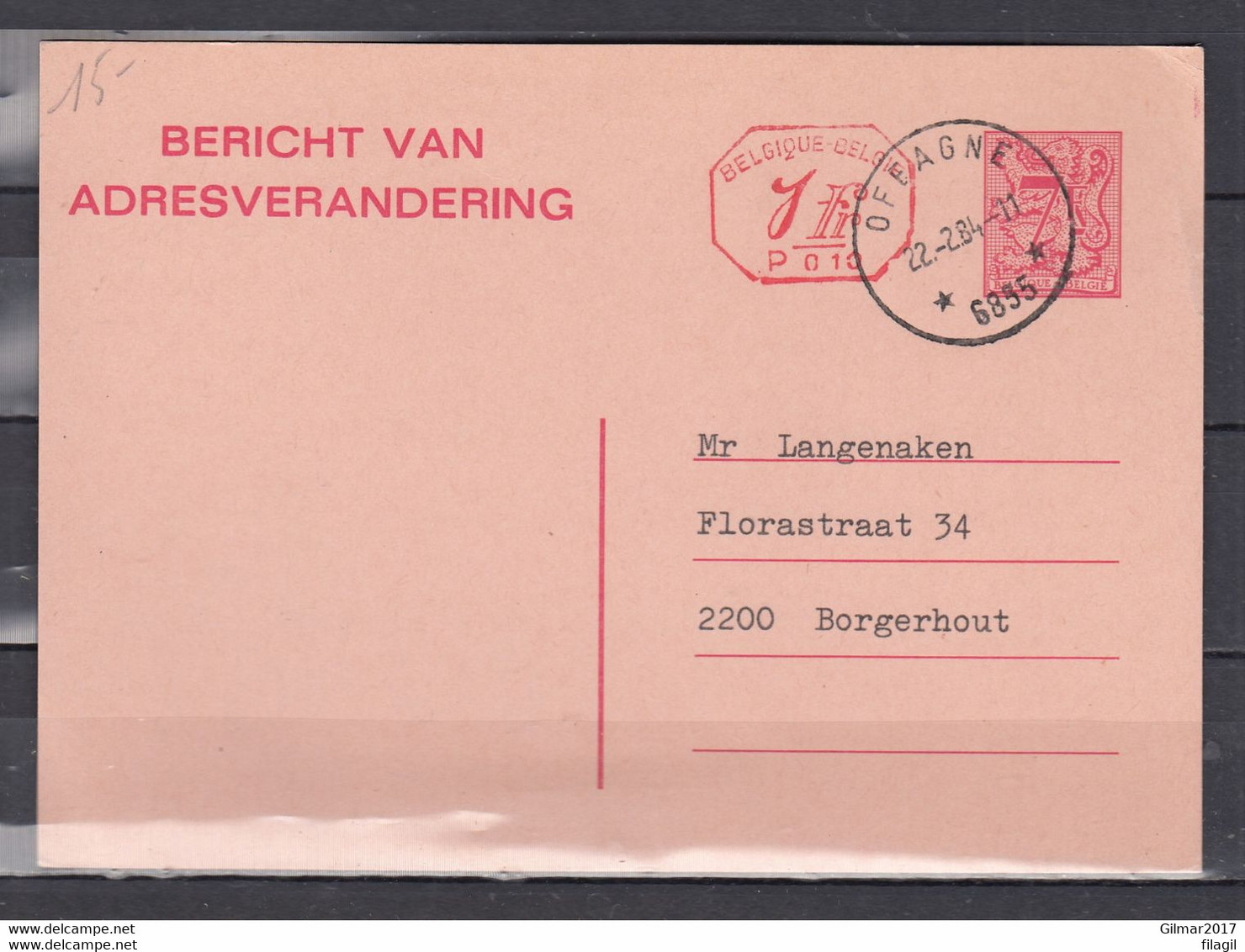 Postkaart Van Offagne (sterstempel) Naar Borgerhout - Cachets à étoiles