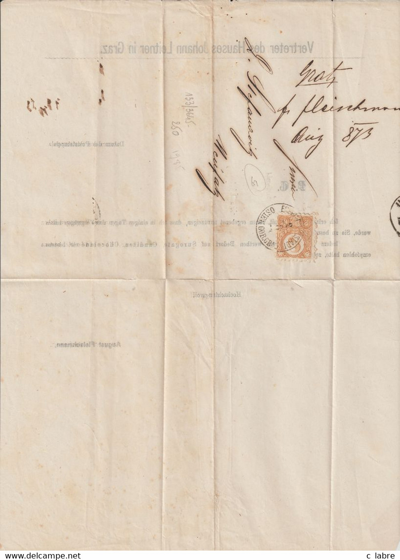 HONGRIE : 1873 . N°7 (CATALOGUE YVERT) . SUR IMPRIME DE GRAZ - Poststempel (Marcophilie)