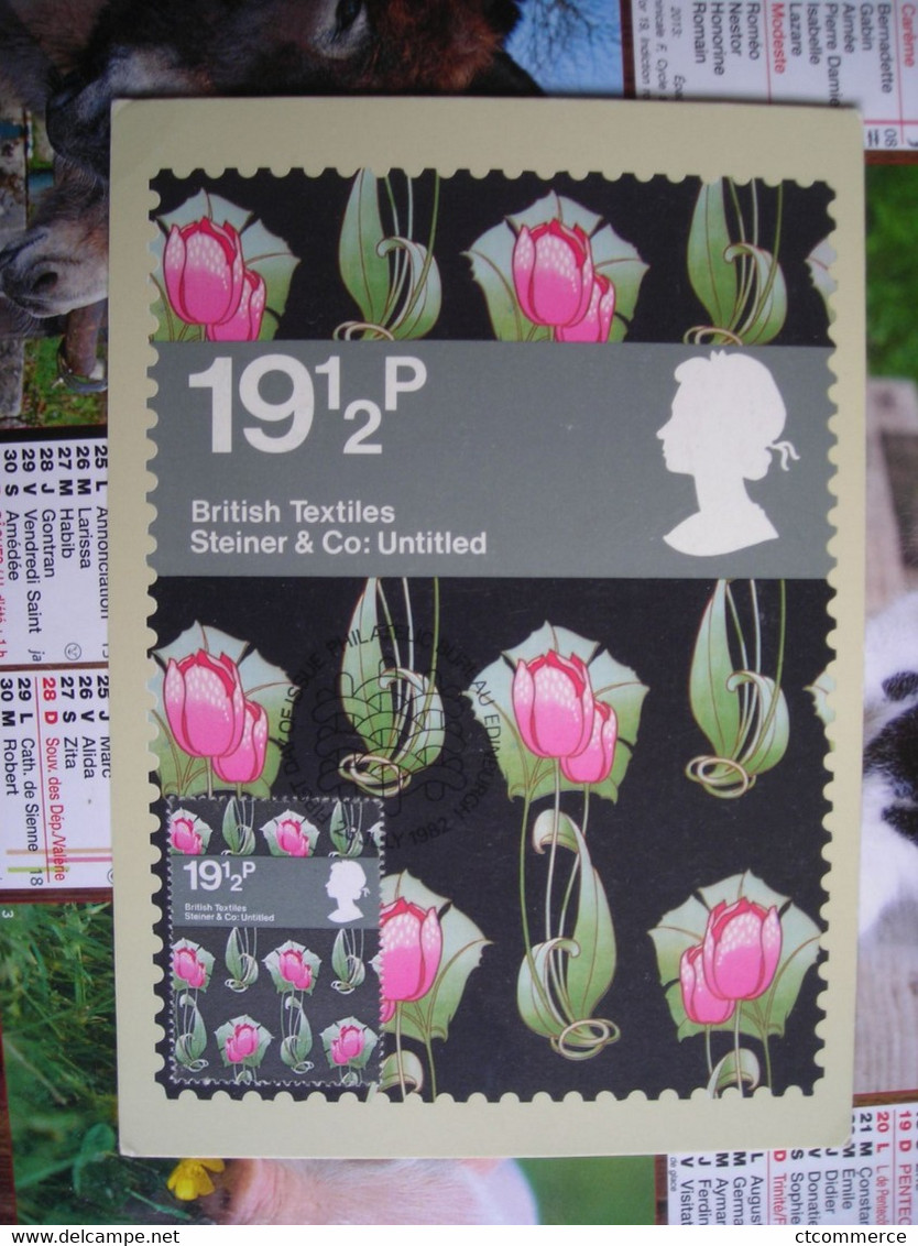 Carte Maximum, British Textiles, Steiner Tulips, Textiles Britanniques, Tulipes - Maximum Cards
