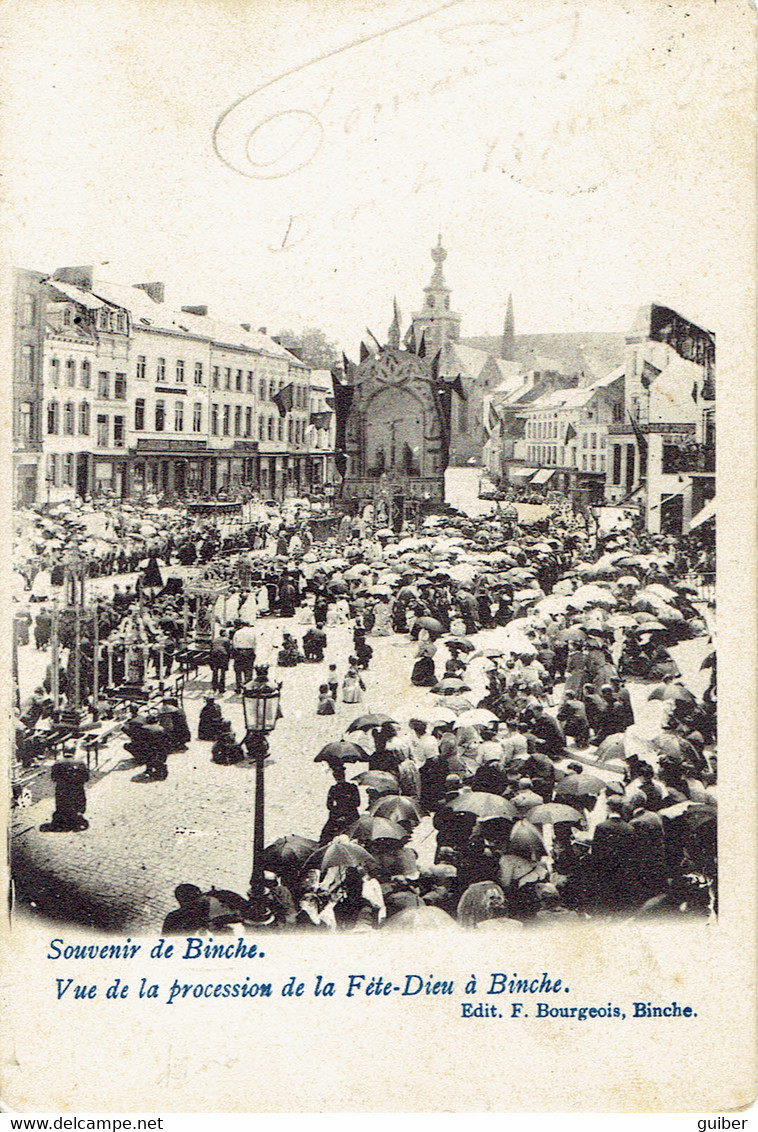 Souvenir De Binche  Vue De La Procession De La Fete Dieu 1903 - Binche