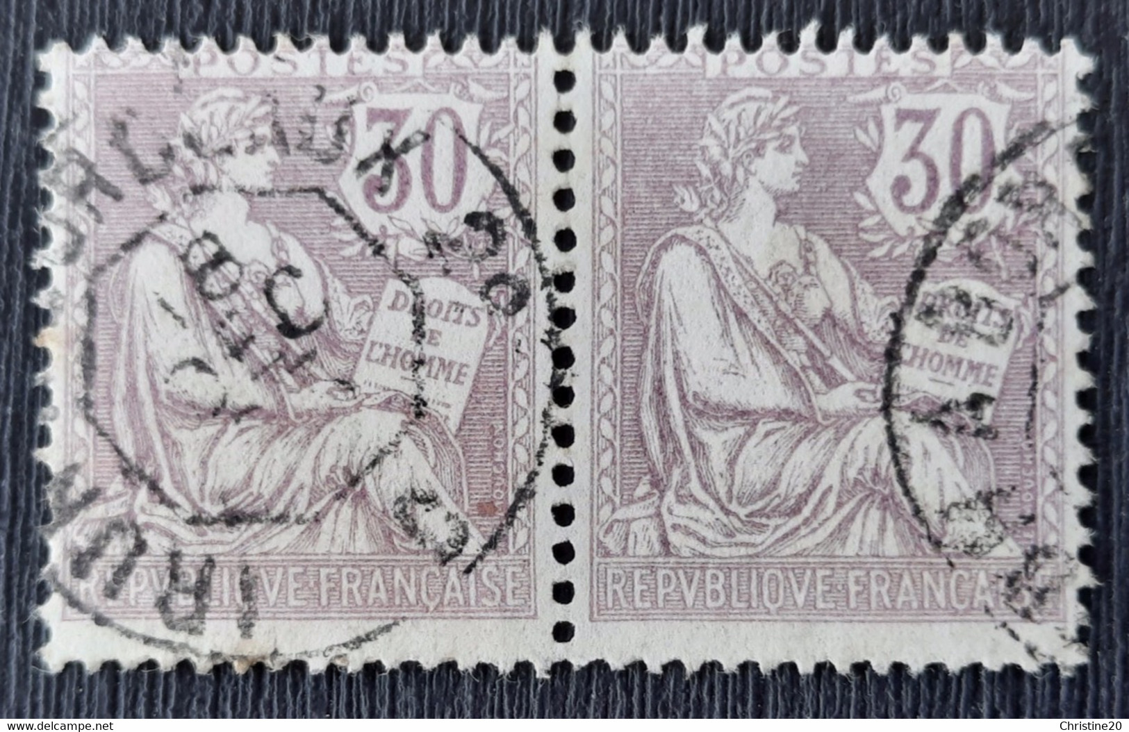 France 1902 Mouchon Retouché N°128 En Paire  Ob TB Cote 40€ - 1900-02 Mouchon