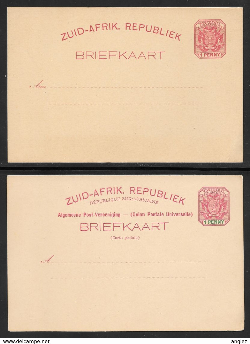 South Africa - 1880's 1 Penny Stationery Cards - 2 Different MNH - Nouvelle République (1886-1887)