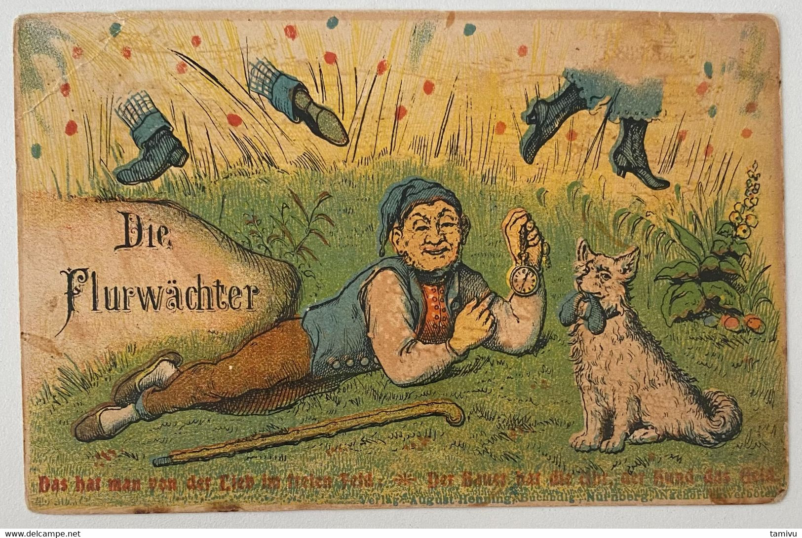 AK DWARFS ZWERGE GNOME THE GUARDIANS DIE FLURWÄCHTER DOG  OLD POSTCARD - Comics