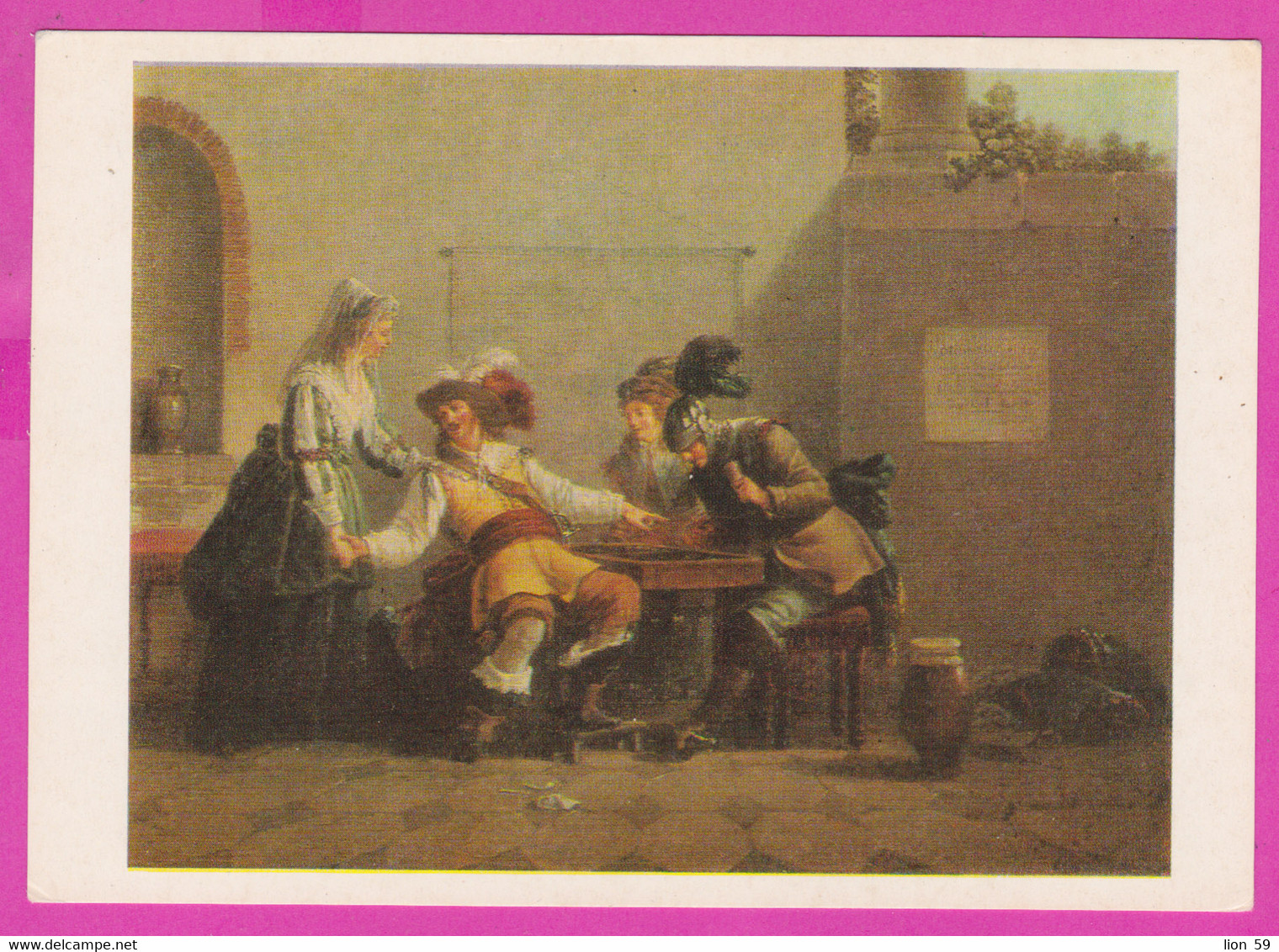 278310 / French Painter Art Jacques François Joseph Swebach-Desfontaines - Knights Playing Dice 1820 Women Men PC - Juegos